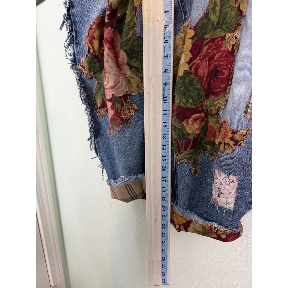 Angels Forever Young Custom Boho Floral Patchwork Jeans Upcycle Distressed - Picture 6 of 10